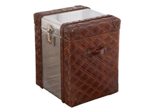 Metal and Vintage Leather Small Trunk