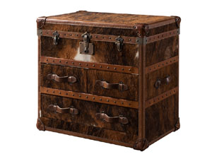 Pony Skin Leather Chest with Drawers